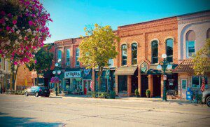 building facades in downtown Tecumseh