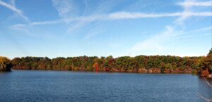 Horizontal photo of Belleville Lake in the fall.