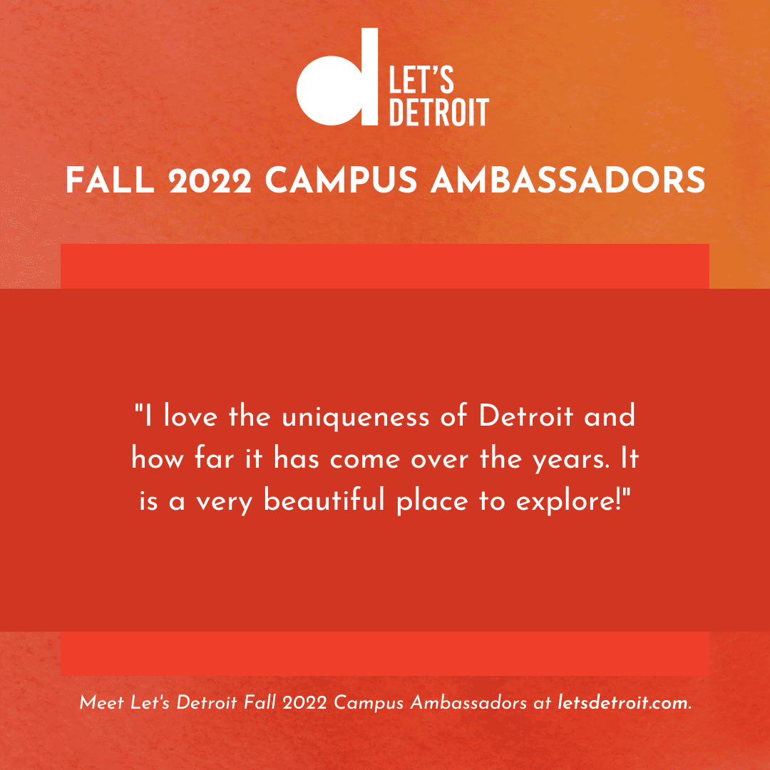 Quote from Allie McComber: "I love the uniqueness of Detroit and how far it has come over the years. It is a very beautiful place to explore!"