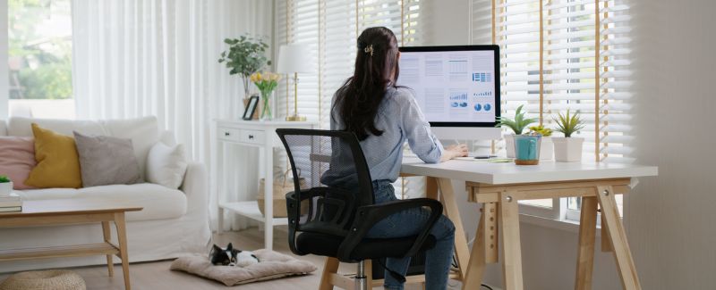 a young woman working from home